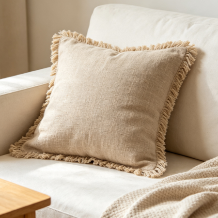 Cotton Linen Tassel Pillow Cover
