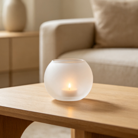 Frosted Glass Candle Holder