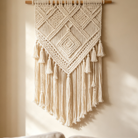 Knitted Macrame Wall Hanging